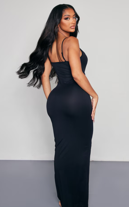 Rshirui Shape Black Stretch Seamless Strappy Maxi Dress
