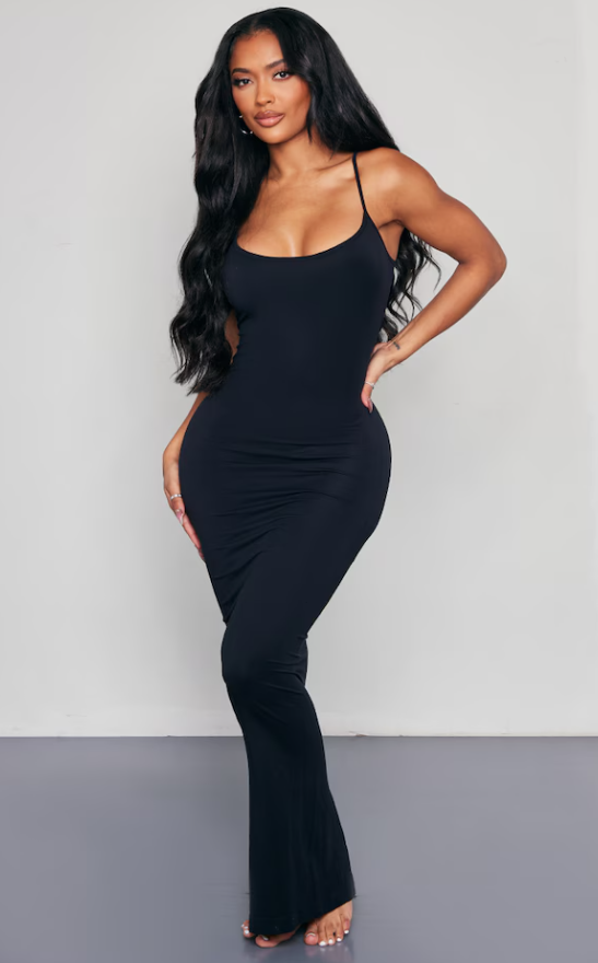 Rshirui Shape Black Stretch Seamless Strappy Maxi Dress